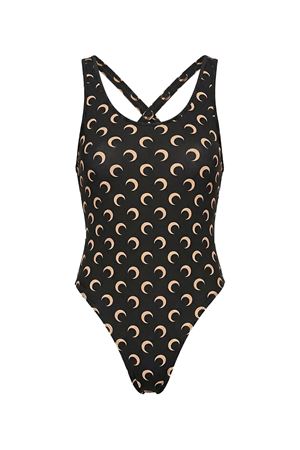 Costume da bagno nero con stampa MARINE SERRE | WSW019ACJER0003IT99
